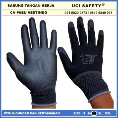 Safety Gloves Dilapisi Karet Proyek Palmfit Karet Multitask Static Packing Telapak Tangan dilapisi karet Bagunan Montir Motor Hitam Black Anti Slip Security - Gambar 8