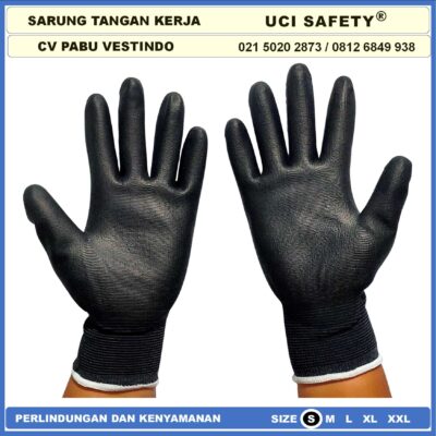 Sarung Tangan Statis Industri Pabrik Motor Dilapisi Karet Coating Karet Static Uci Safety Montir Pengaman kerja - Gambar 2