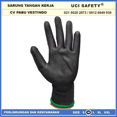 Safety Gloves Polyurethane Multi Purpose Static Packing Telapak Tangan dilapisi karet Bagunan Montir Motor Hitam Black Dilapisi Karet Proyek Palm Fit Karet Multitask - Gambar 4