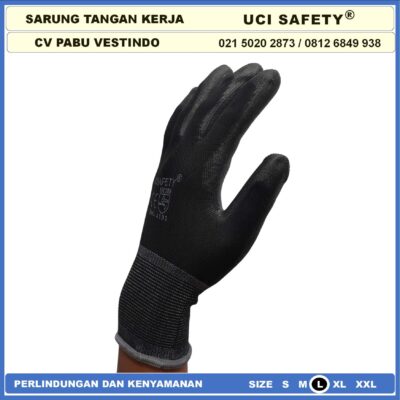 Safety Gloves Sarung Tangan Statis PU Bahan Nylon Polyester Coating Karet Berkebun Bengkel Hand Gloves Industri Pabrik Satpam Ukuran S,M, L, XL Kerja Polyurethane Multi Purpose - Gambar 4