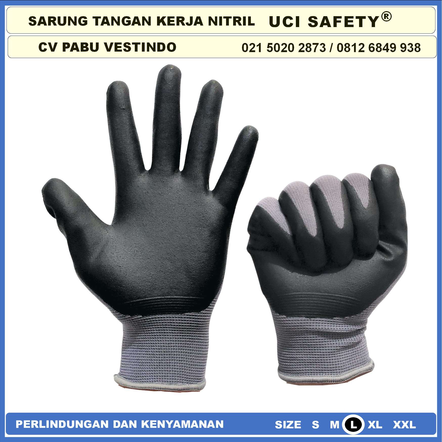 Safety Gloves Mekanik Berkebun Hitam Black Work Glove Multitask Nitril ...