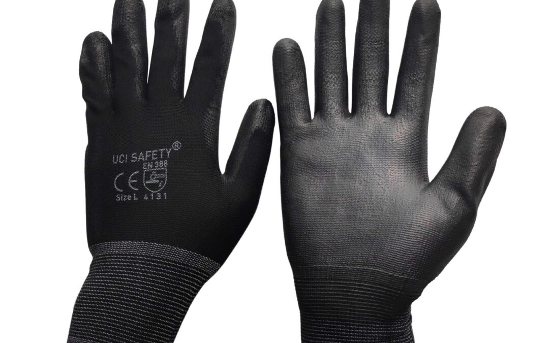 Uci Safety Palm Fit Proyek Tukang Bagunan Telapak Tangan dilapisi karet Hitam Black