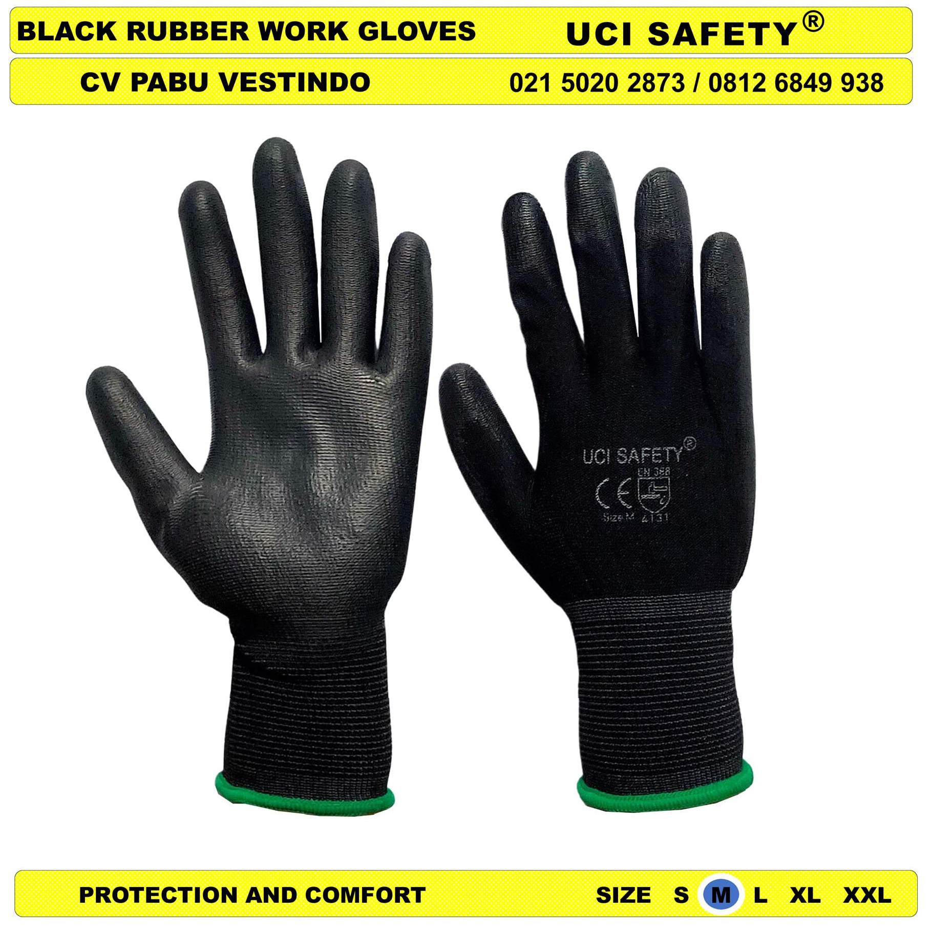 Sarung Tangan Bahan Nylon Polyester Palm Fit Coating Karet Hand Gloves Uci Safety