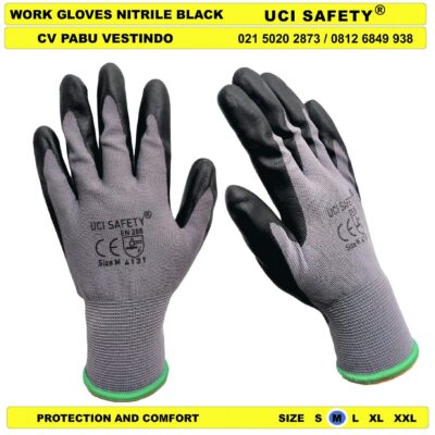 Sarung Tangan Pertambangan Nitril safety Gloves Hitam-Grey - Gambar 5