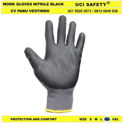 Uci Safety Sarung Tangan Hitam-Grey k3 Hse Hand Glove - Gambar 3