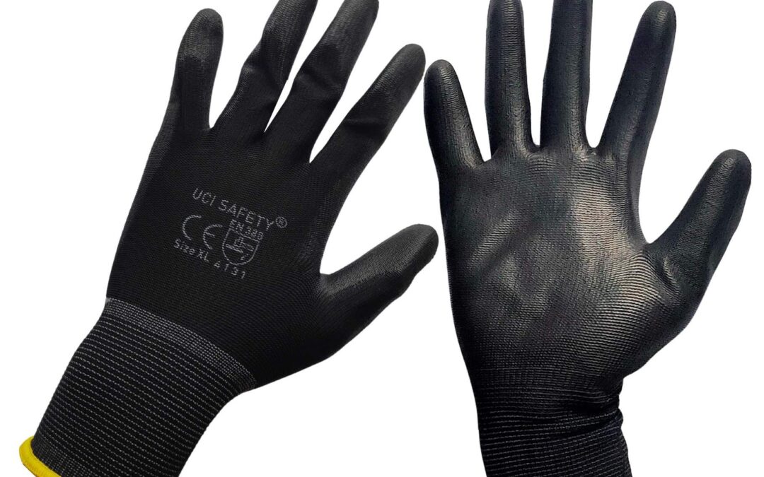 Safety Gloves Sarung Tangan Uci Safety PU Hitam Black