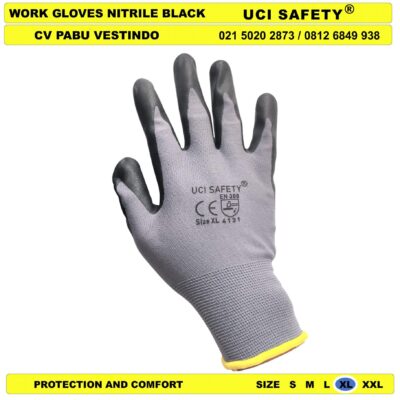 Uci Safety Sarung Tangan Hitam-Grey k3 Hse Hand Glove - Gambar 5