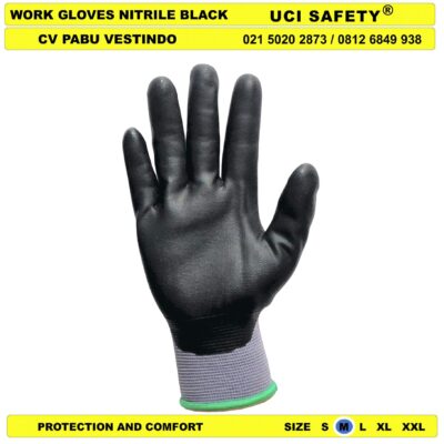 Uci Safety Sarung Tangan Hitam-Grey k3 Hse Hand Glove - Gambar 2