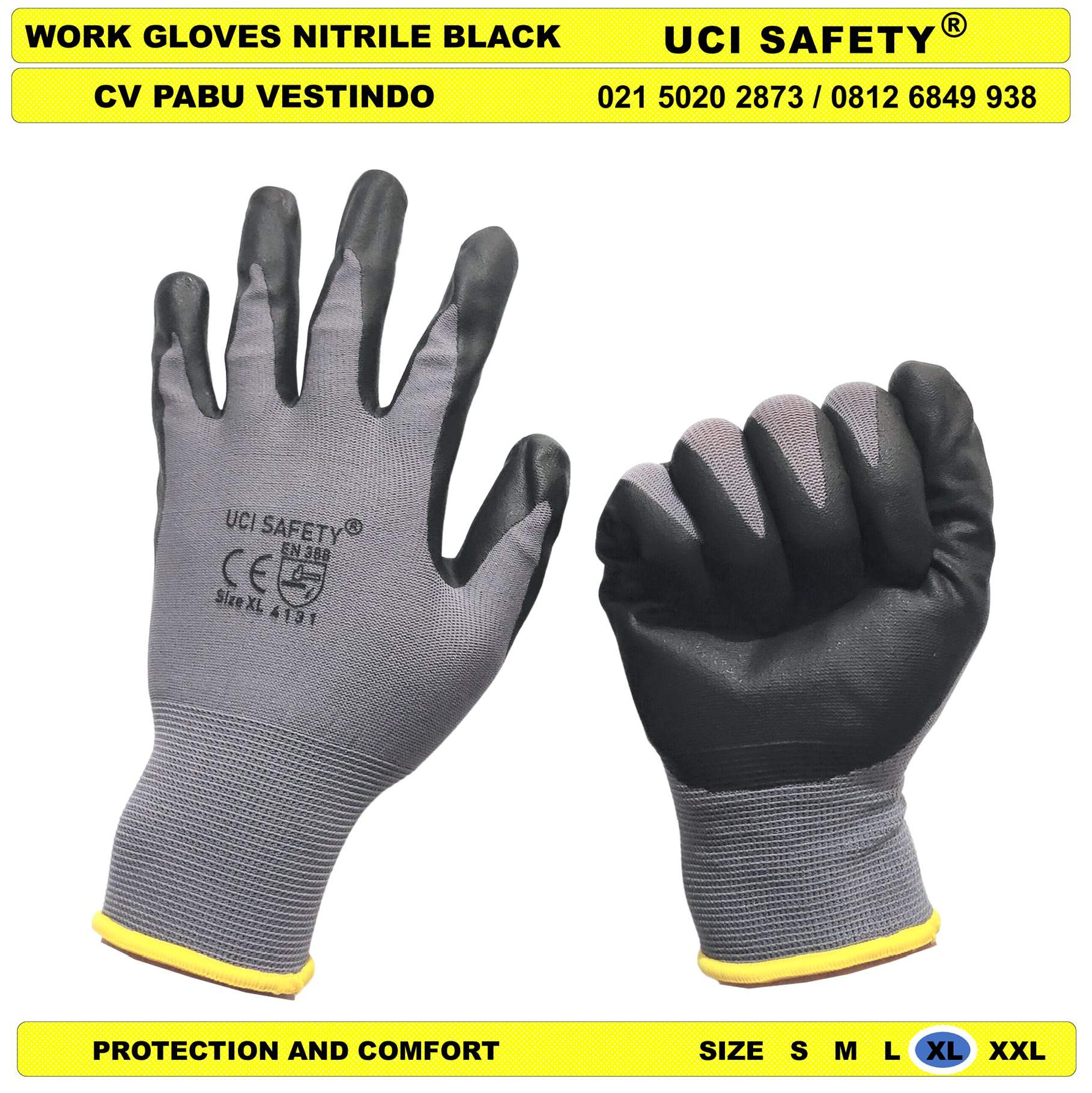 k3 Hse Industri Bagunan safety Gloves Hitam-Grey Sarung Tangan